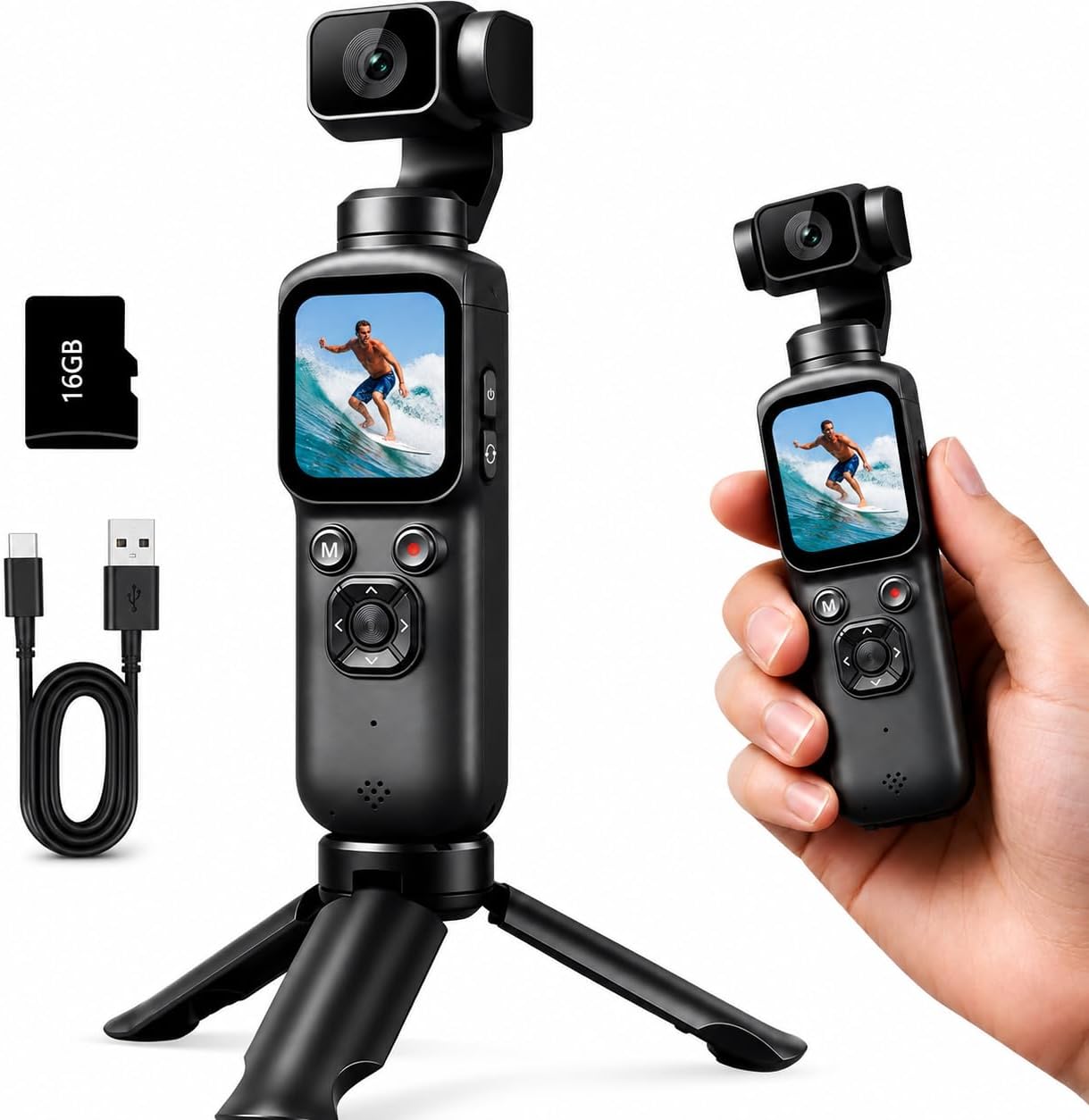 Webcam 4K - กล้องวิดีโอมือถือ 4K พร้อมกิมบอล สำหรับผู้เริ่มต้นใช้งาน YouTube -