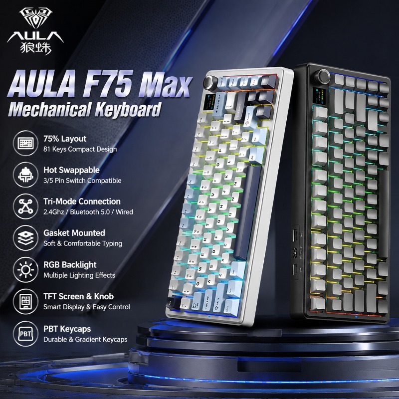 Pc Gaming Keyboard - คีย์บอร์ดกลไก AULA F75 Max รูปแบบ 75%
