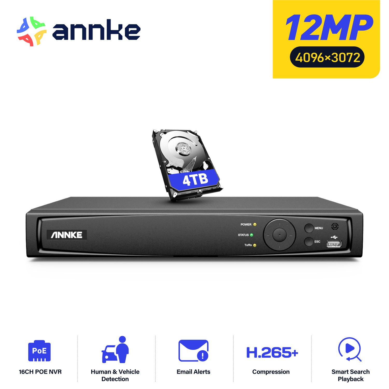 Webcam 4K - เครื่องบันทึกวิดีโอเครือข่าย ANNKE 12MP POE NVR รองรับ
