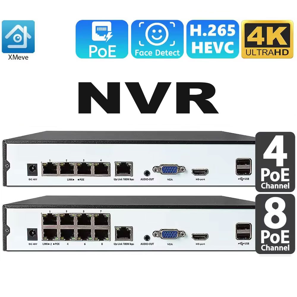 4CH 8CH 48v POE 4K NVR Onvif H - Webcam 4K บทวิจารณ์และราคา
