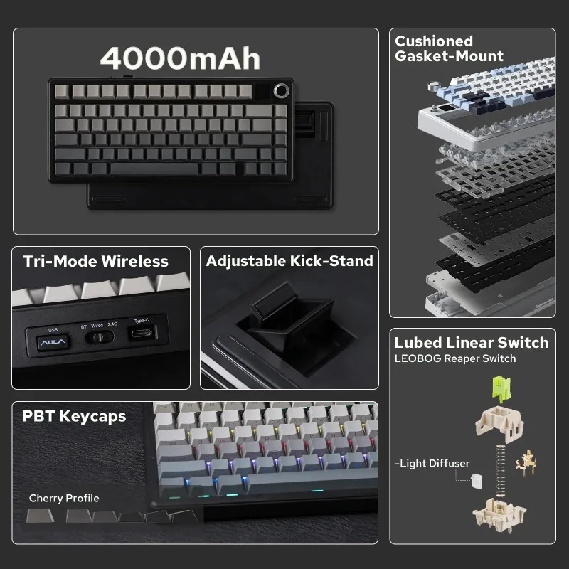คีย์บอร์ดกลไก AULA F75 Max รูป - Pc Gaming Keyboard บทวิจารณ์และราคา