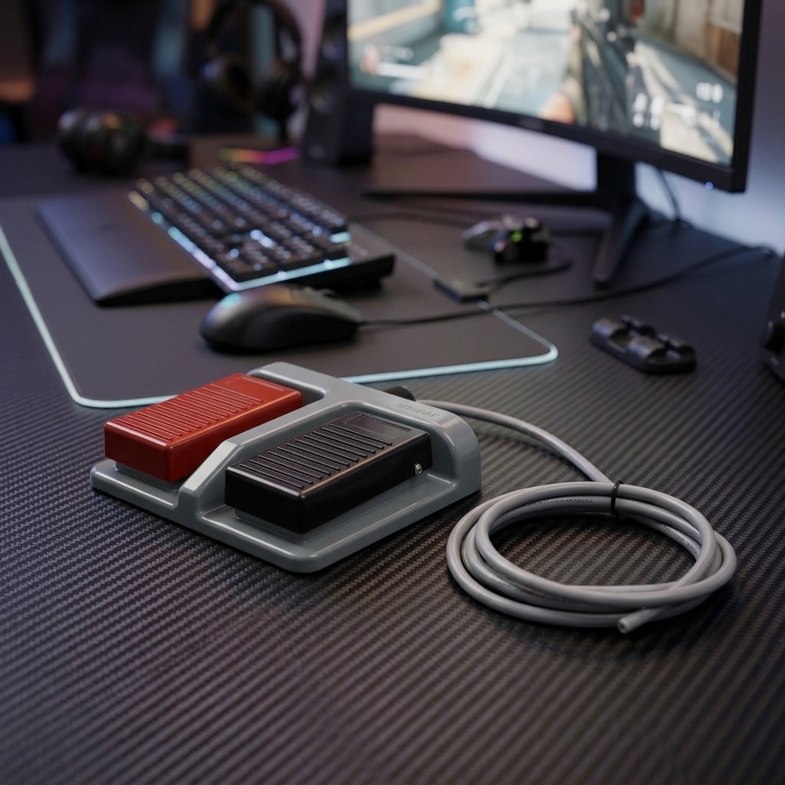 สวิตช์เท้าคู่สีแดงดำแบบกดชั่วข - Usb Foot Pedal Gaming บทวิจารณ์และราคา