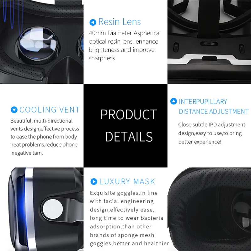 VR shinecon 6.0หูฟังสเตอริโอเส - Vr Headset Pc บทวิจารณ์และราคา