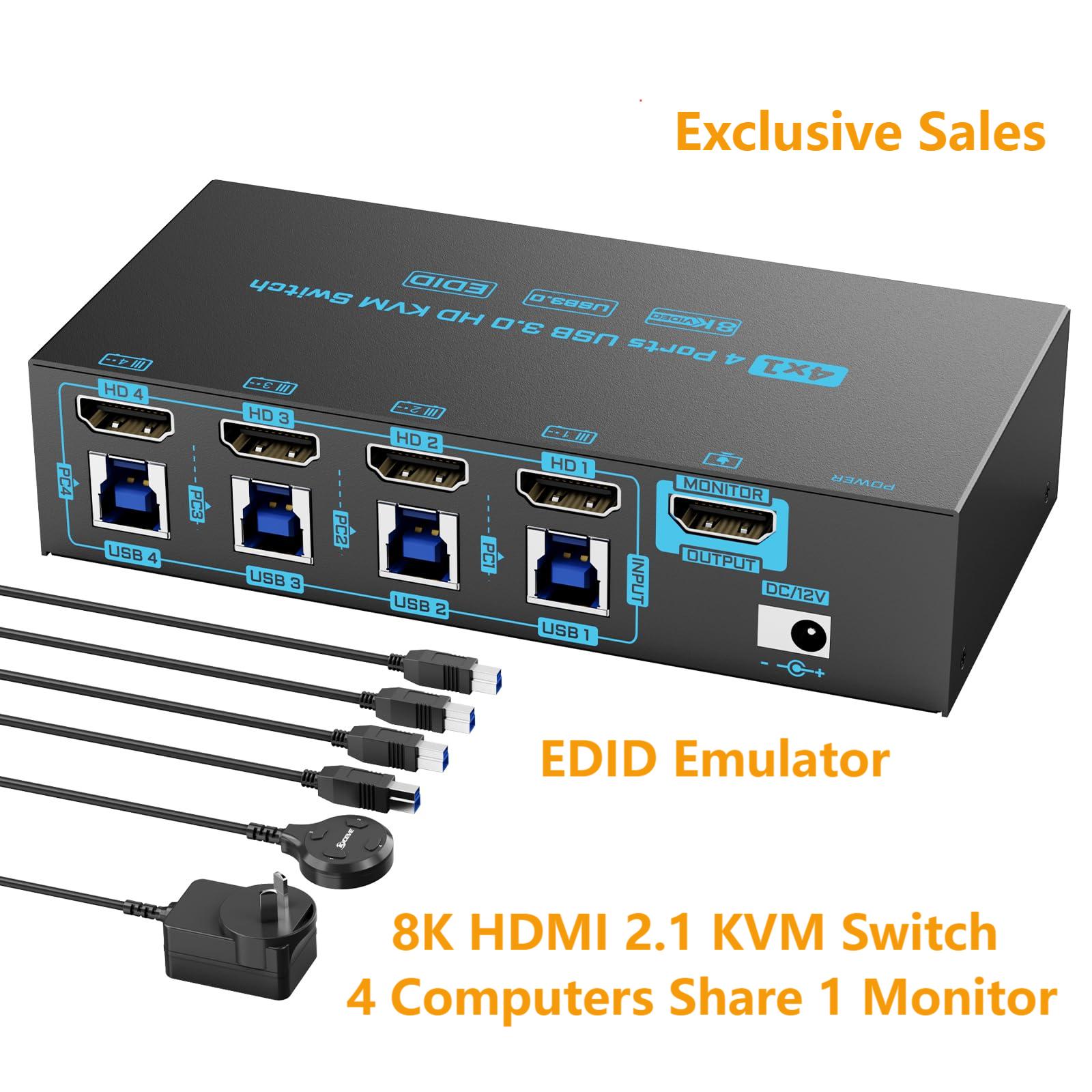 8K HDMI 2.1 KVM Switch 4 พอร์ต - Pc Gaming Emulator บทวิจารณ์และราคา